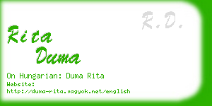 rita duma business card